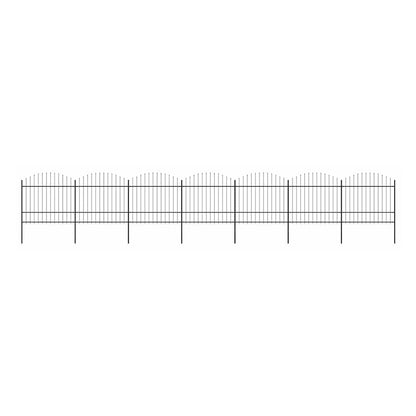 Garden Fence with Spear Top Steel 337x175 cm Black Height 150-175 cm 1172 cm
