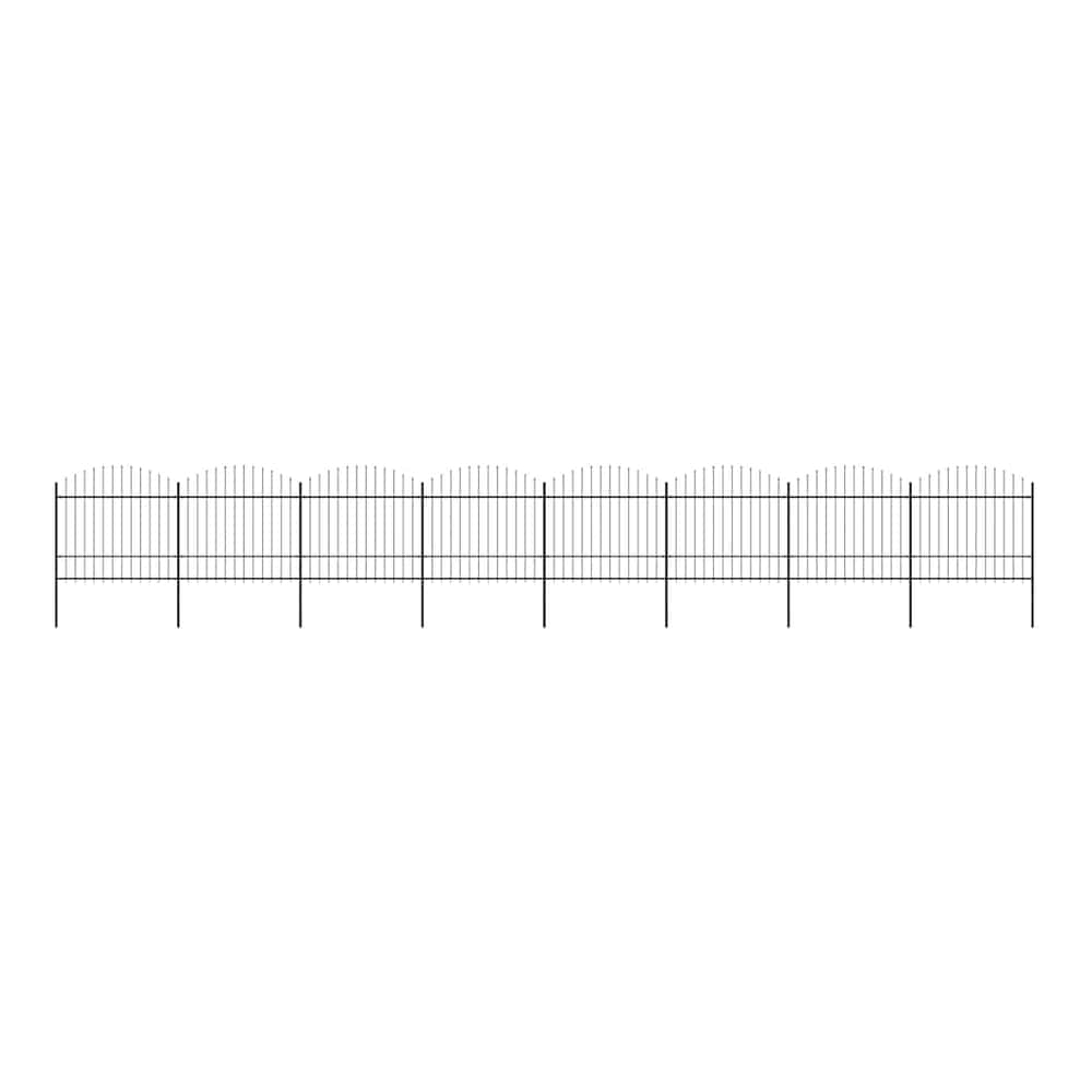 Garden Fence with Spear Top Steel 337x175 cm Black Height 150-175 cm 1339 cm