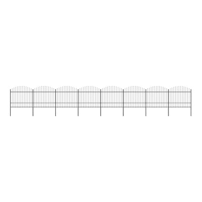Garden Fence with Spear Top Steel 337x175 cm Black Height 150-175 cm 1339 cm