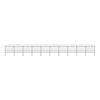 Garden Fence with Spear Top Steel 337x175 cm Black Height 150-175 cm 1673 cm