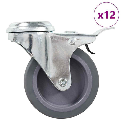 vidaXL 12 pcs Bolt Hole Swivel Casters 75 mm 1