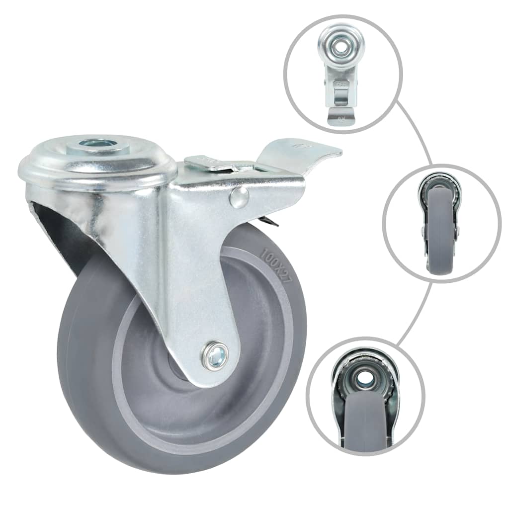 vidaXL 8 pcs Bolt Hole Swivel Casters 100 mm 2
