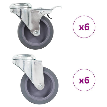 vidaXL 12 pcs Bolt Hole Swivel Casters 75 mm 1