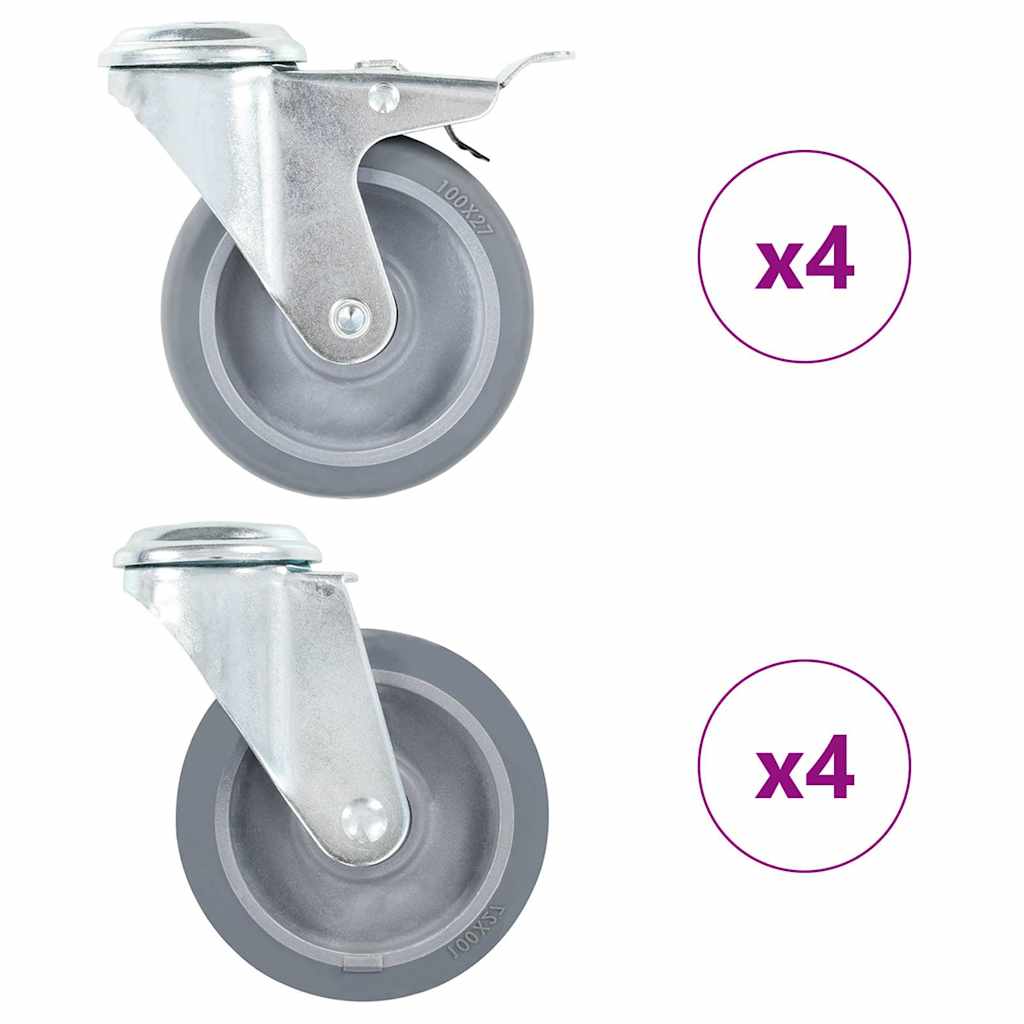 vidaXL 8 pcs Bolt Hole Swivel Casters 100 mm 1