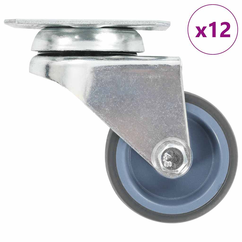 vidaXL 12 pcs Twin-wheel Swivel Casters 50 mm 1