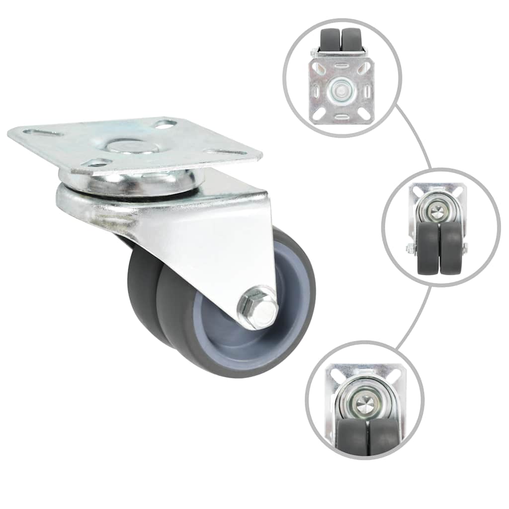 vidaXL 12 pcs Twin-wheel Swivel Casters 50 mm 2
