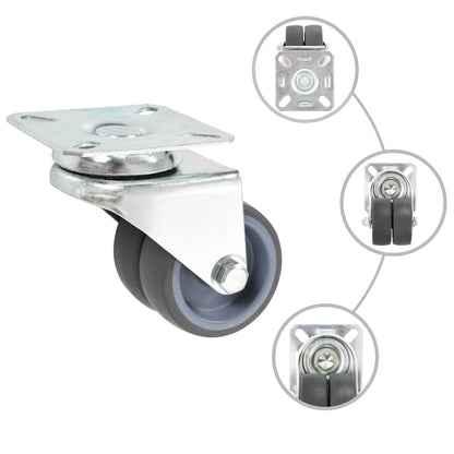 vidaXL 12 pcs Twin-wheel Swivel Casters 50 mm 2