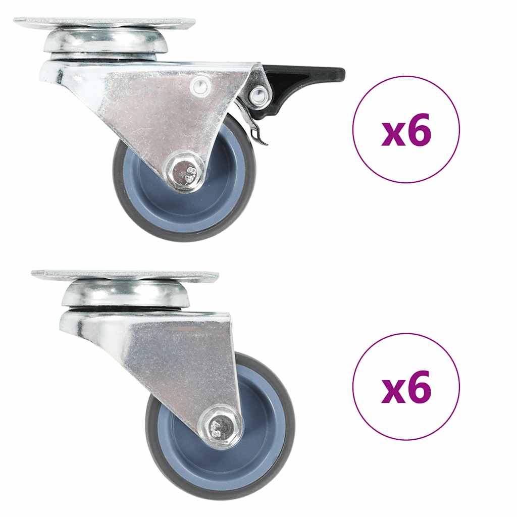 vidaXL 12 pcs Twin-wheel Swivel Casters 50 mm 1