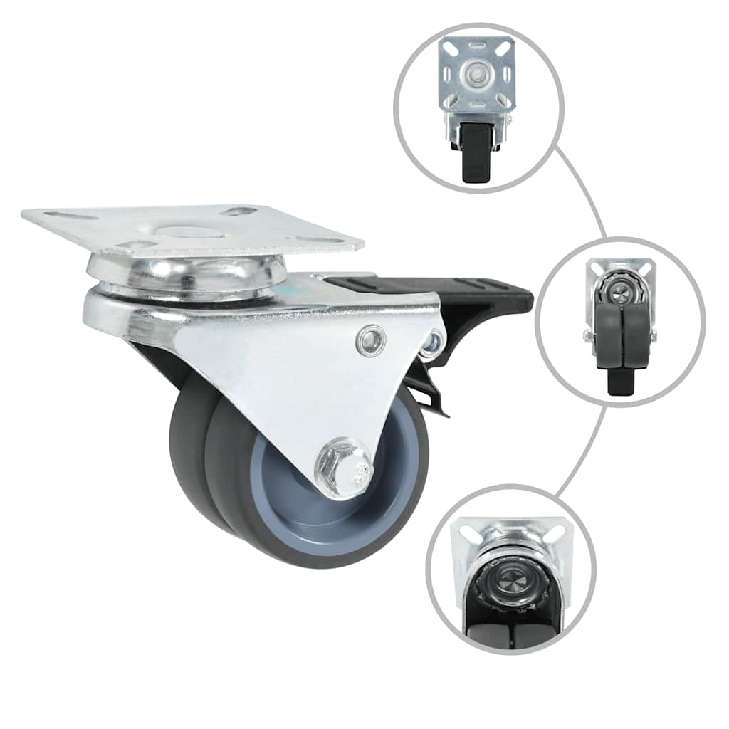 vidaXL 12 pcs Twin-wheel Swivel Casters 50 mm 2