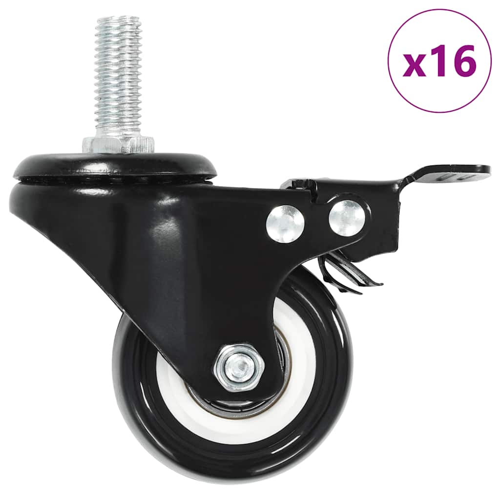 vidaXL 16 pcs Swivel Casters with Brakes 50 mm 1