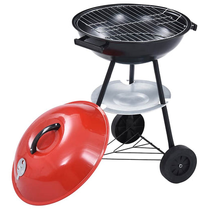 vidaXL Portable XXL Charcoal Kettle BBQ Grill with Wheels 44 cm 4