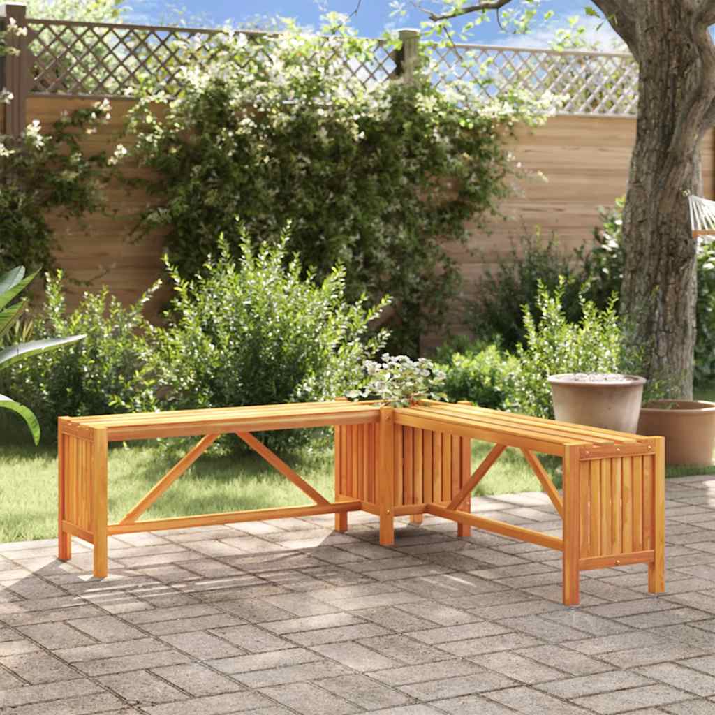 vidaXL Garden Bench with 2 Planters Solid Acacia Wood