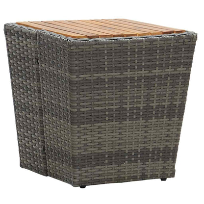 vidaXL Tea Table | Grey and natural wood | PE rattan, steel, solid acacia wood 3