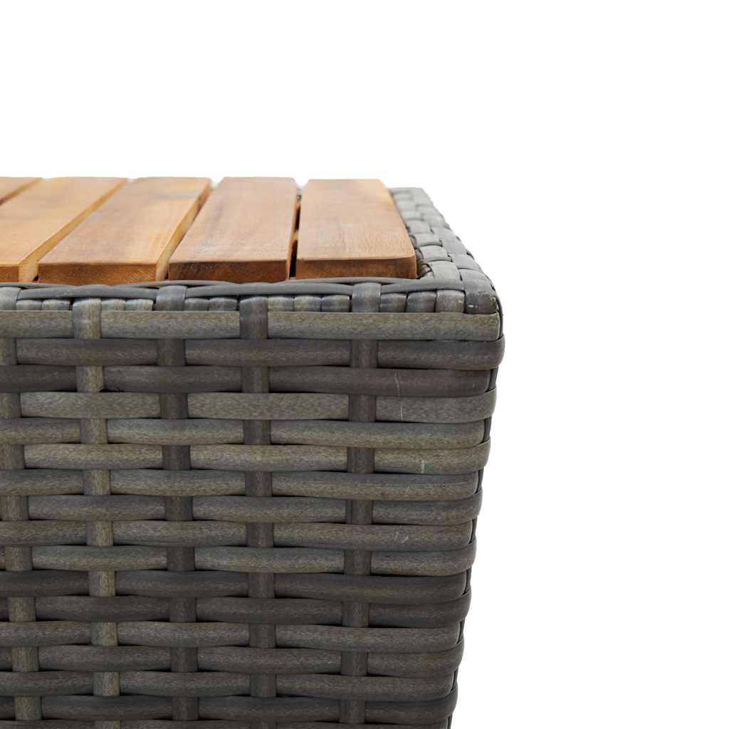 vidaXL Tea Table | Grey and natural wood | PE rattan, steel, solid acacia wood 5