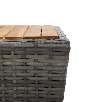 vidaXL Tea Table | Grey and natural wood | PE rattan, steel, solid acacia wood 5