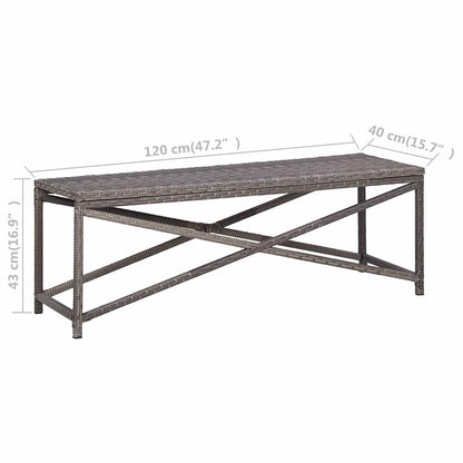 vidaXL Garden Bench 120 cm Poly Rattan Grey 5