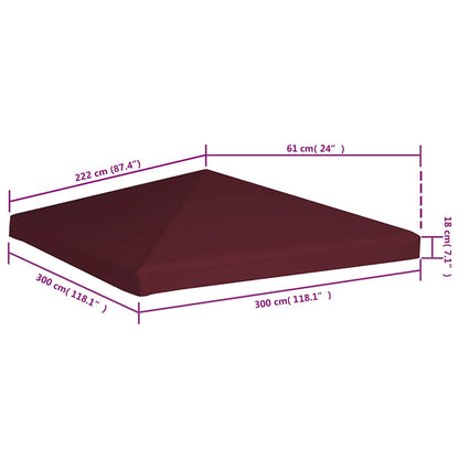 vidaXL Gazebo Top Cover 310 g/m² 3x3 m Bordeaux 6
