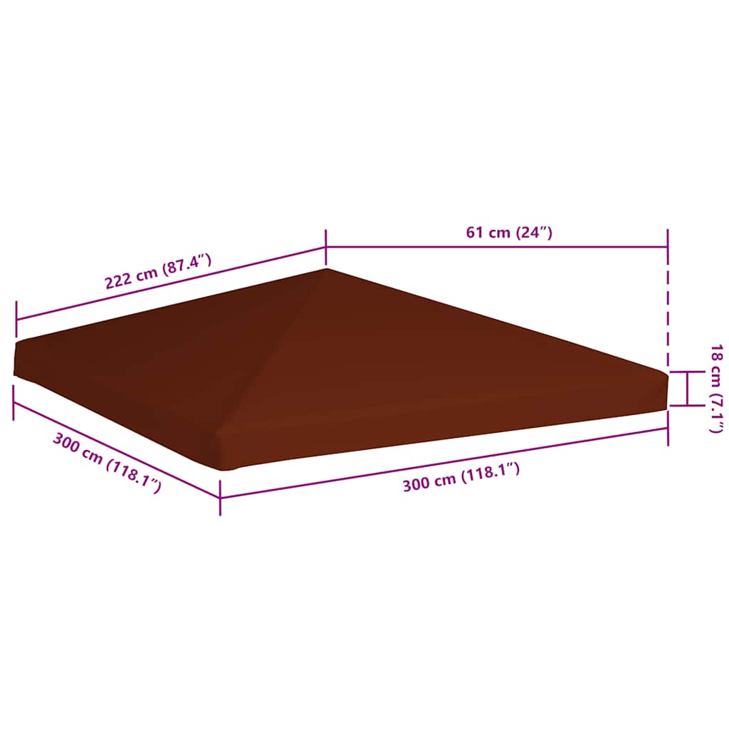 vidaXL Gazebo Top Cover 310 g/m² 3x3 m Terracota 6
