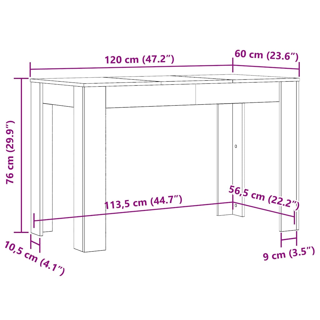 vidaXL Dining Table | Concrete grey | Engineered wood | Standard |  Durable 6
