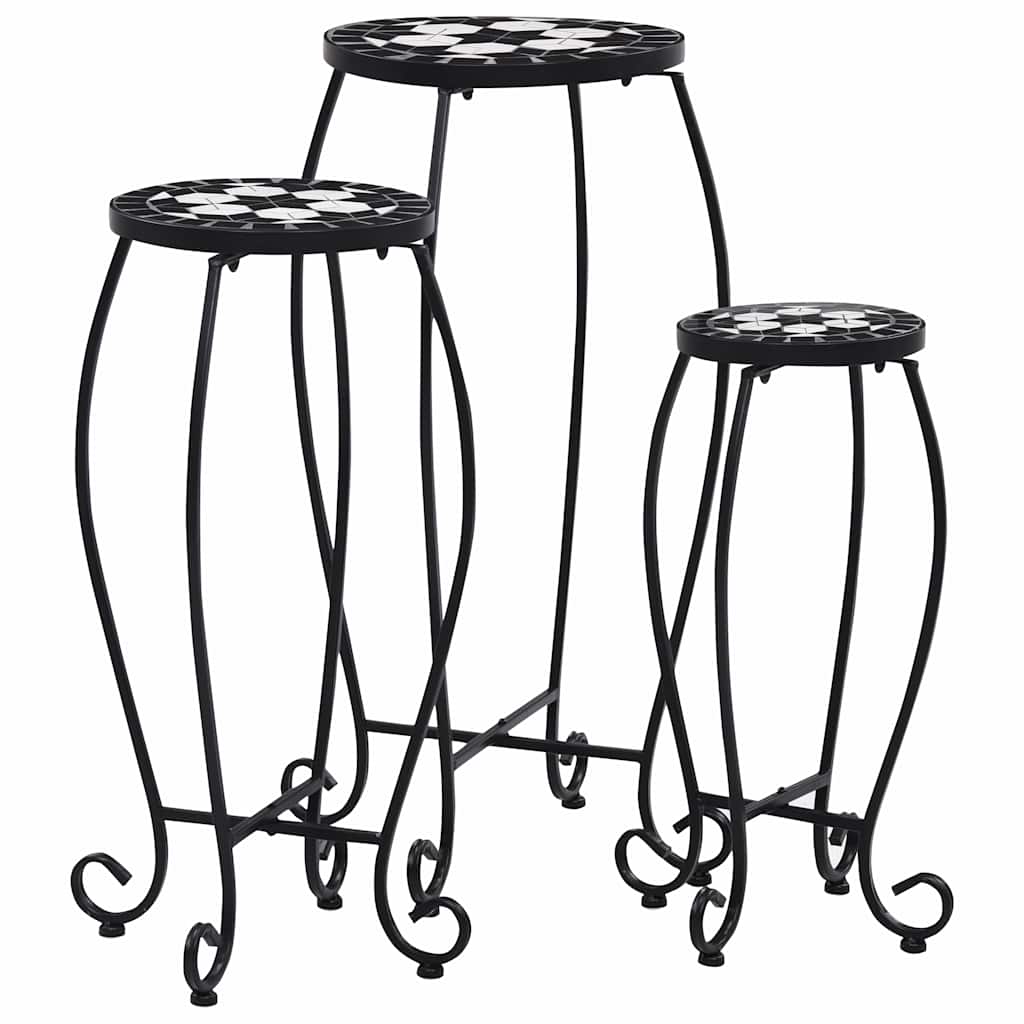 vidaXL Mosaic Tables 3 pcs Black and White Ceramic 1