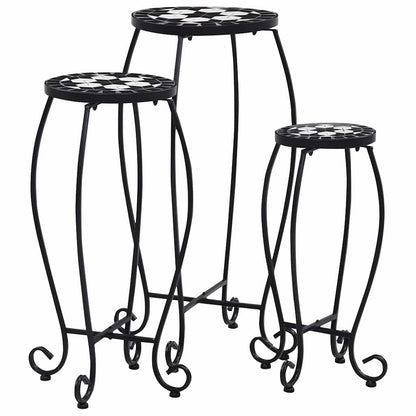vidaXL Mosaic Tables 3 pcs Black and White Ceramic 1