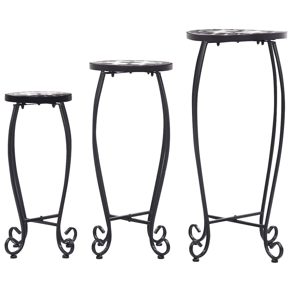 vidaXL Mosaic Tables 3 pcs Black and White Ceramic 3