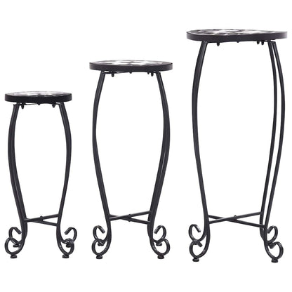 vidaXL Mosaic Tables 3 pcs Black and White Ceramic 3
