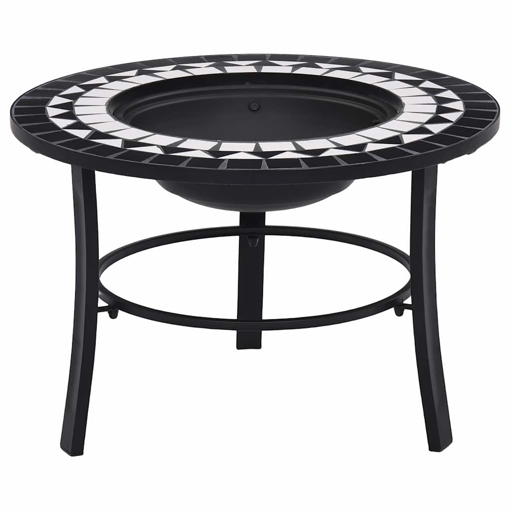 vidaXl Mosaic Fire Pit Black and White 68cm Ceramic 1