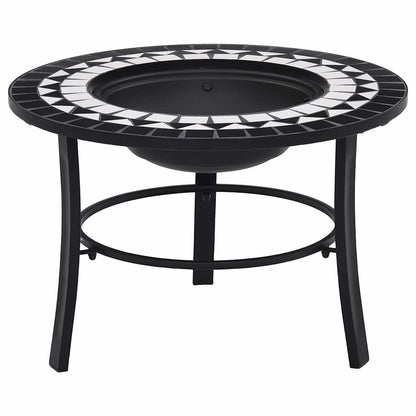 vidaXl Mosaic Fire Pit Black and White 68cm Ceramic 1
