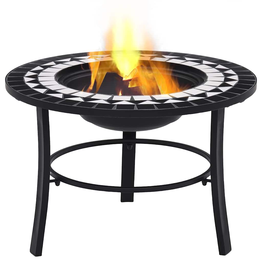 vidaXl Mosaic Fire Pit Black and White 68cm Ceramic 2