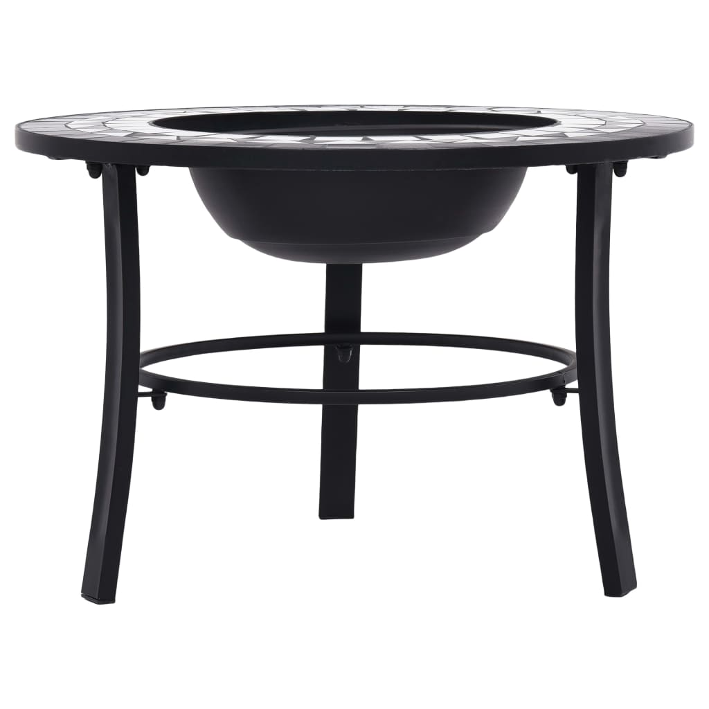 vidaXl Mosaic Fire Pit Black and White 68cm Ceramic 3