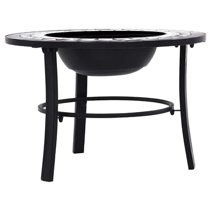 vidaXl Mosaic Fire Pit Black and White 68cm Ceramic 4