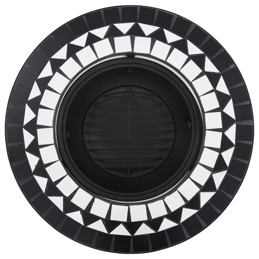 vidaXl Mosaic Fire Pit Black and White 68cm Ceramic 5