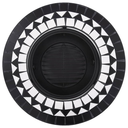 vidaXl Mosaic Fire Pit Black and White 68cm Ceramic 5
