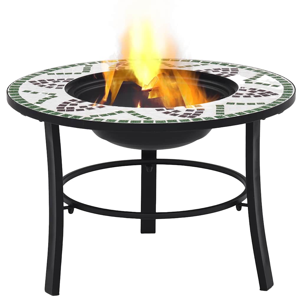 vidaXl Mosaic Fire Pit Green 68cm Ceramic 2