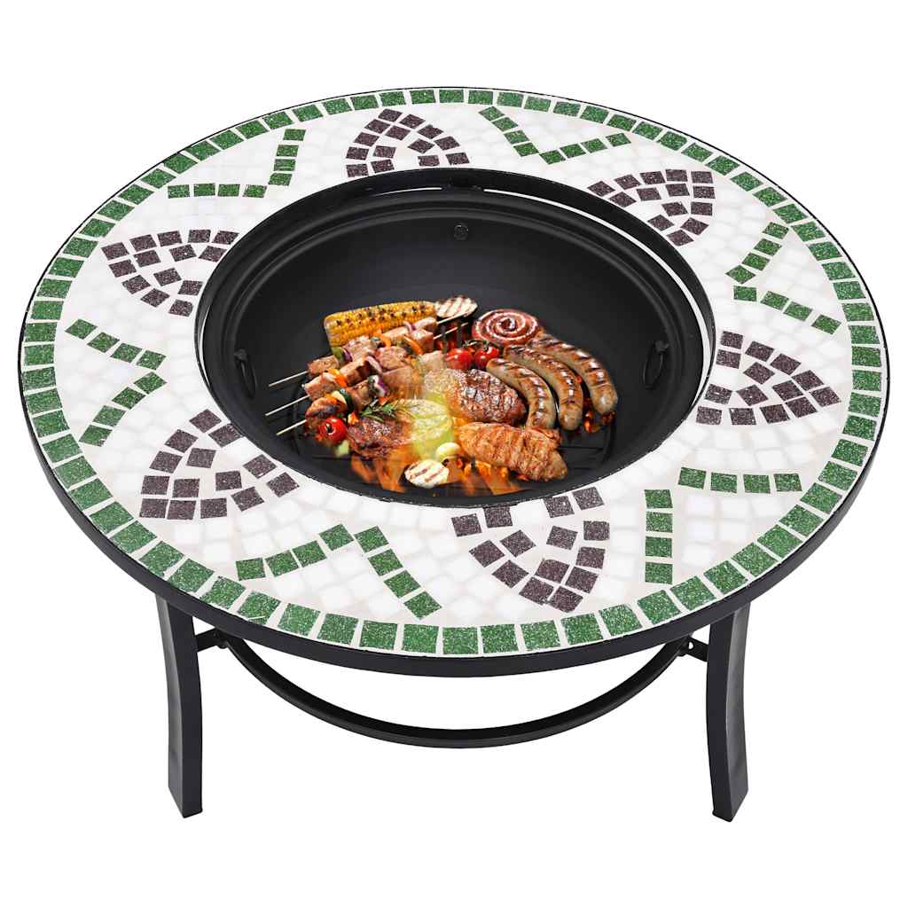 vidaXl Mosaic Fire Pit Green 68cm Ceramic 5