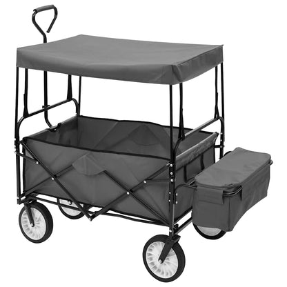 vidaXL Folding Hand Trolley with Canopy Steel Grey 3