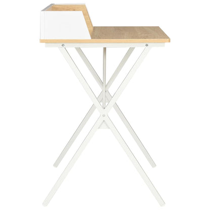 vidaXL Desk | White and natural oak | Engineered wood | Medium | Desk 3