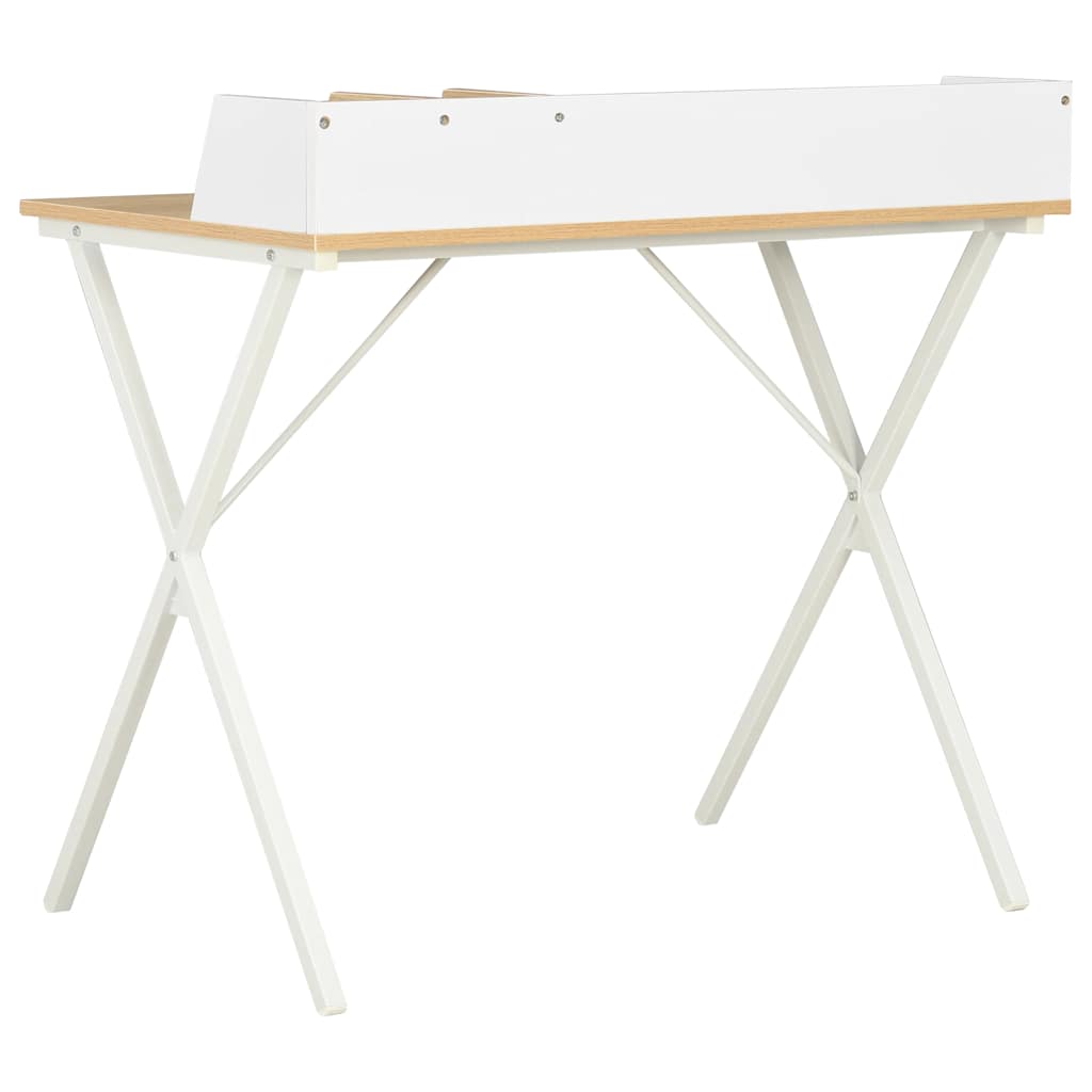 vidaXL Desk | White and natural oak | Engineered wood | Medium | Desk 4