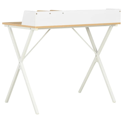 vidaXL Desk | White and natural oak | Engineered wood | Medium | Desk 4