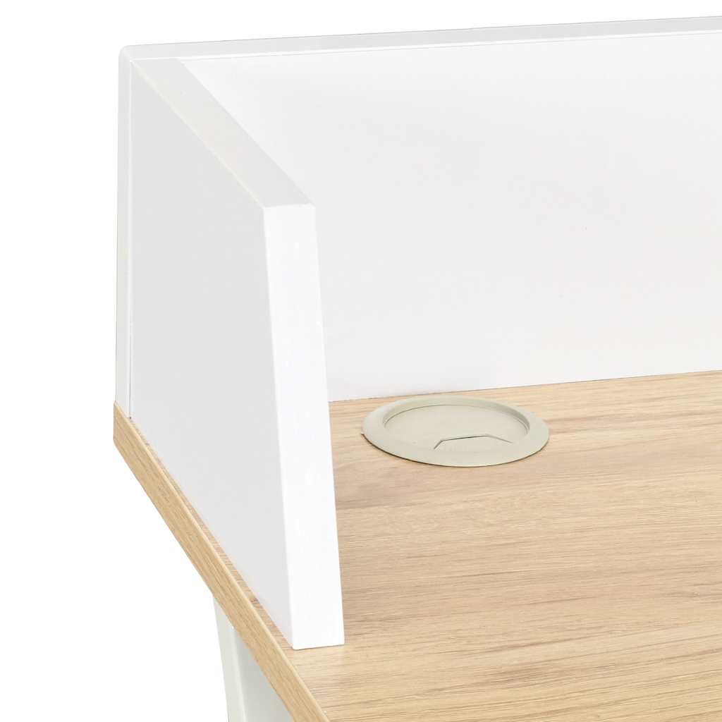 vidaXL Desk | White and natural oak | Engineered wood | Medium | Desk 6