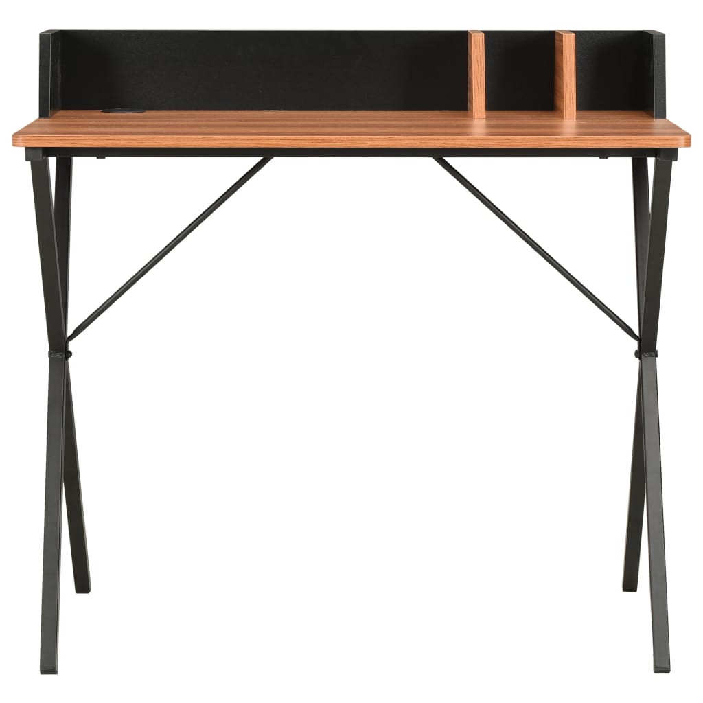 vidaXL Desk | Black and Brown | Engineered Wood and Powder-Coated Steel 2