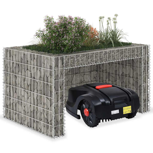 145655 vidaXL Lawn Mower Garage with Raised Bed 110x80x60 cm Steel Wire 1