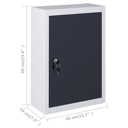 vidaXL Wall Mounted Tool Cabinet Industrial Style Metal Grey and Black 6