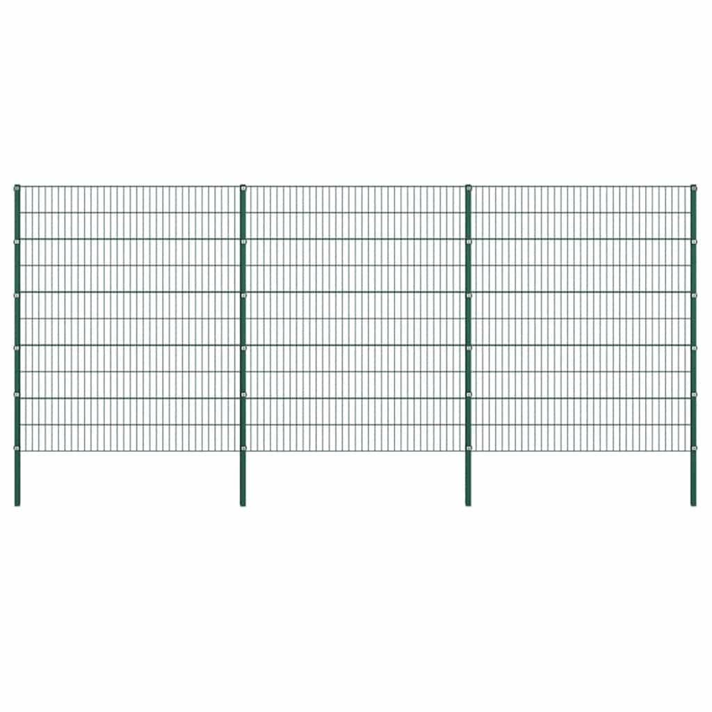Fence Panel with Posts Iron 349x200 cm Green 522 cm