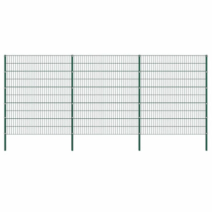 Fence Panel with Posts Iron 349x200 cm Green 522 cm