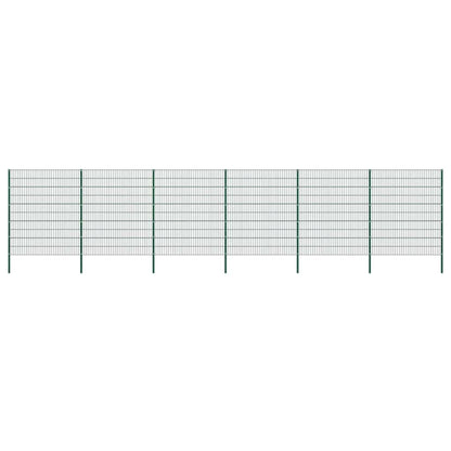 Fence Panel with Posts Iron 349x200 cm Green 1040 cm