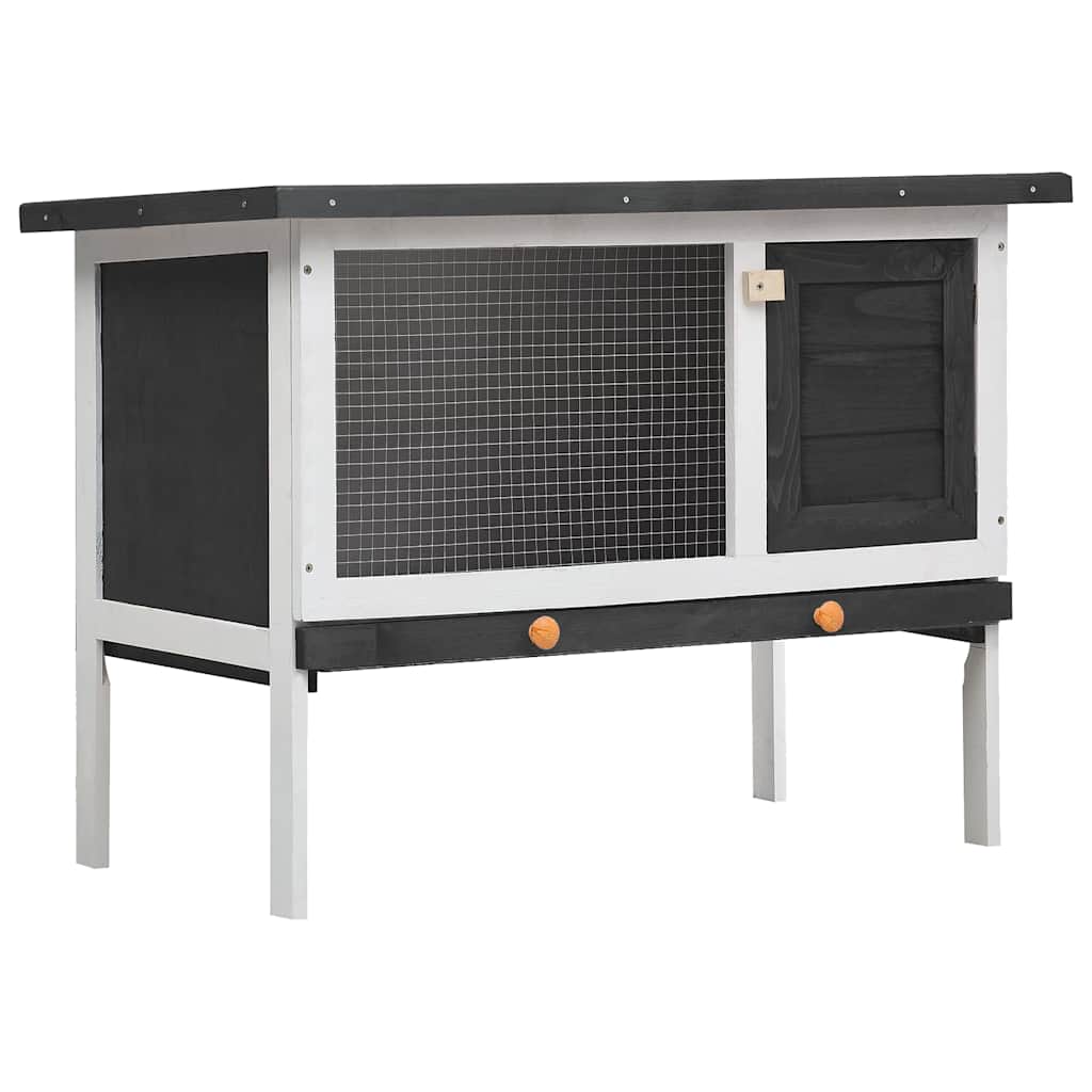vidaXL Rabbit Hutch | Grey | Solid pine wood | 90 x 45 x 65 cm | Rabbit Hutch 1