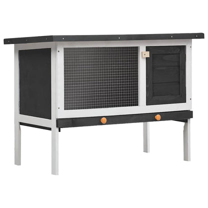 vidaXL Rabbit Hutch | Grey | Solid pine wood | 90 x 45 x 65 cm | Rabbit Hutch 1