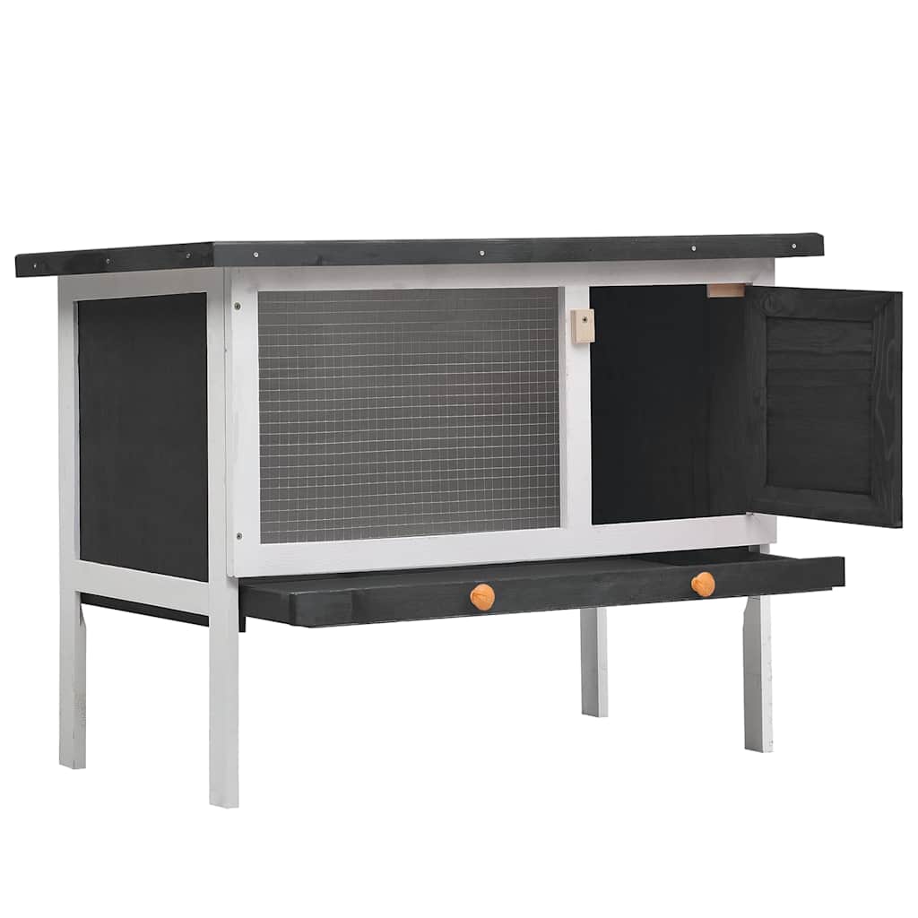 vidaXL Rabbit Hutch | Grey | Solid pine wood | 90 x 45 x 65 cm | Rabbit Hutch 2